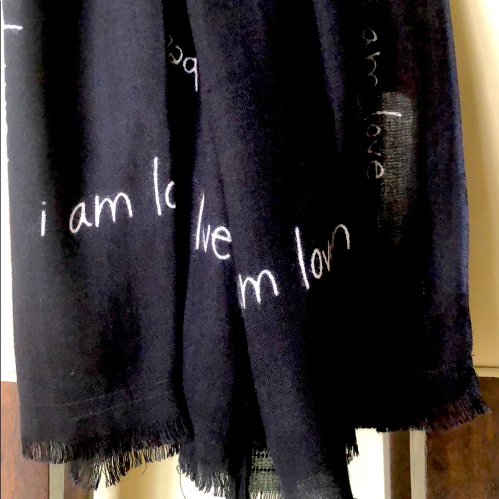 Peace, Love, World black scarf